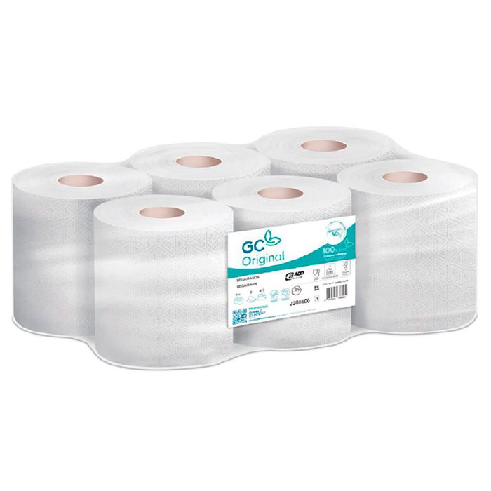 GC Bobina Papel Secamanos 2 Capas 143m Pack 6 Blanco FSC