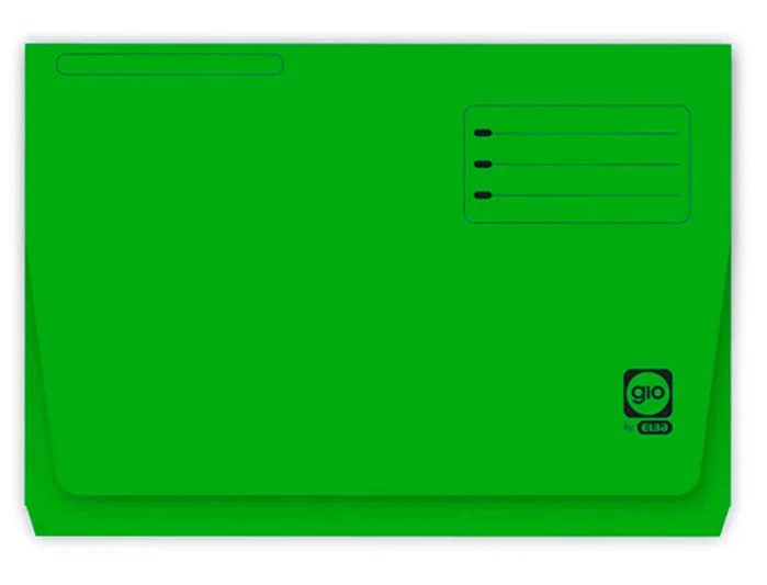 Gio Subcarpeta Pocket Folio 215x315 mm, Cartulina 320 g/m² Verde con Bolsa y Solapa, Capacidad 250 hojas, Certificado Blue Angel