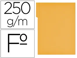 Gio Subcarpeta con pestaña derecha para carpetas colgantes, Cartulina 250 g/m² Folio (215x315 mm), Color Amarillo, Certificado Blue Angel