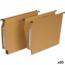 Grafoplás Carpetas Colgantes Visor Lateral Cartulina Folio Lomo V Kraft