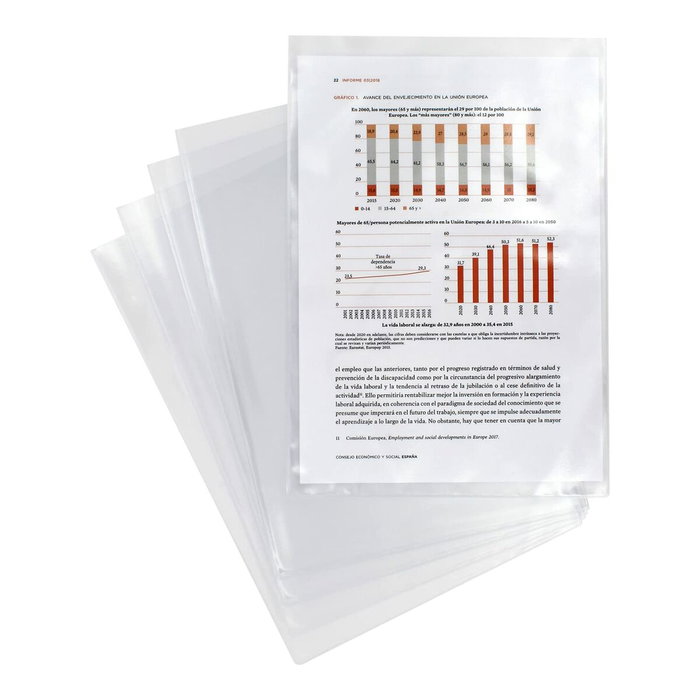 Grafoplás Fundas PVC Transparentes 100 Micras Folio Paquete -100U-