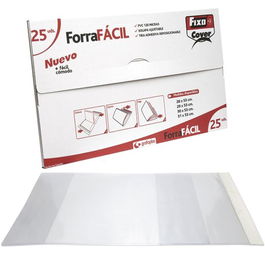 Fixo Forro Libros Sin Adhesivo Solapa Ajustable PVC 0,28x0,53M Transparente Envase De 25 Unidades 120 Micras
