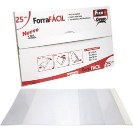 Fixo Forro de Libros de PVC Transparente con Solapa Ajustable, 25 Unidades