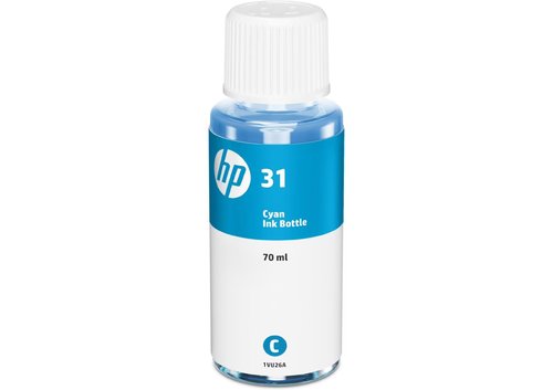 HP Botella de tinta original 31 cian 70 ml (1VU26AE) 8000 páginas HP Botella de tinta original 31 cian 70 ml (1VU26AE) 8000 páginas
