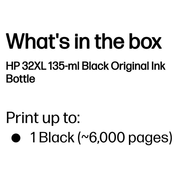 HP 32XL Botella de Tinta Negra 135 ml