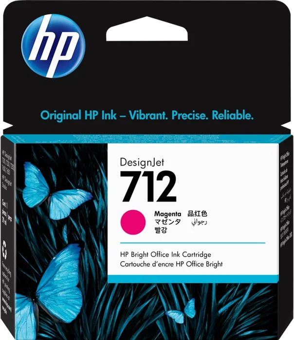HP Cartucho de Tinta 712 Magenta 29 ml para DesignJet T210, T230, T250, T630, T650, 3ED68A