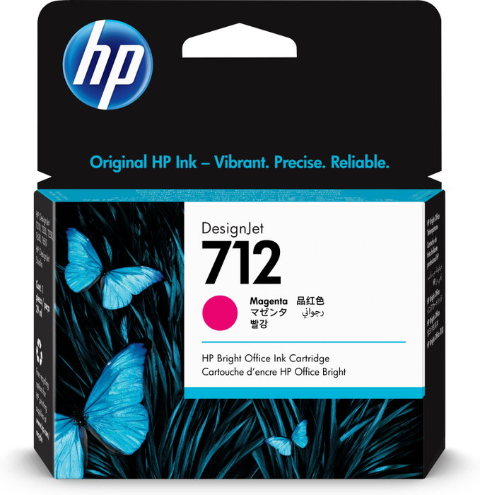 HP Cartucho de Tinta 712 Magenta 29 ml para DesignJet T210, T230, T250, T630, T650, 3ED68A