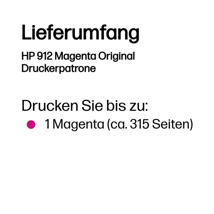 HP 912 Magenta Cartucho de Tinta Original