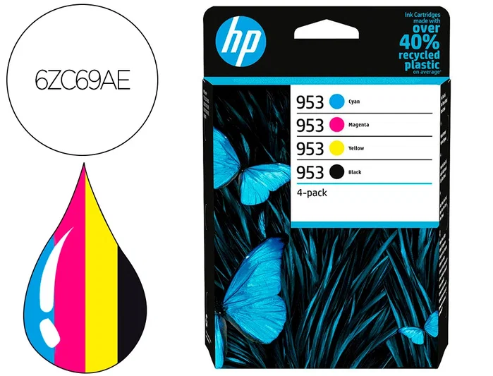 HP 953 Multipack de 4 Cartuchos de Tinta Original (Negro, Cian, Magenta, Amarillo) HP 953 Multipack de 4 Cartuchos de Tinta Original (Negro, Cian, Magenta, Amarillo)