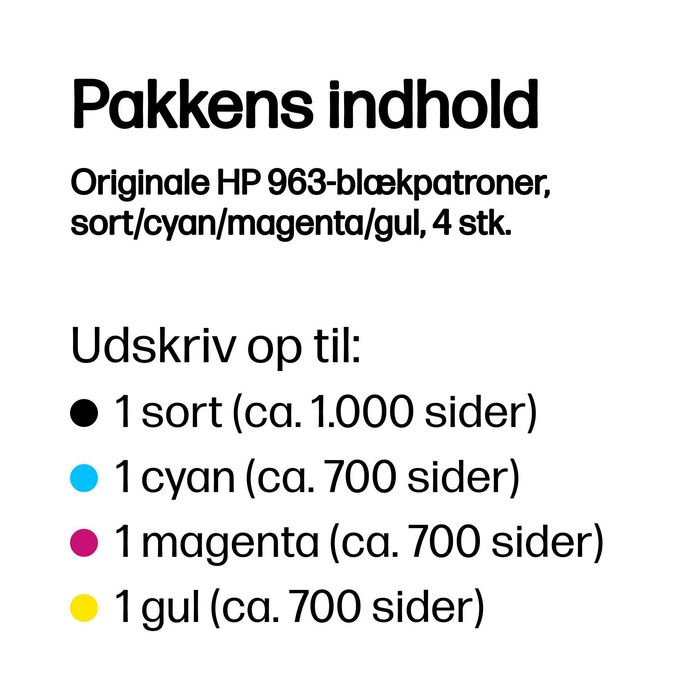 HP Pack de 4 Cartuchos de Tinta Original 963 Negro/Cian/Magenta/Amarillo HP Pack de 4 Cartuchos de Tinta Original 963 Negro/Cian/Magenta/Amarillo