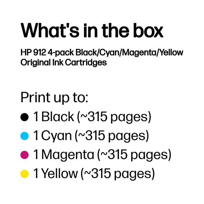 HP Multipack de cartuchos de tinta 912 (6ZC74AE), Negro/Cian/Magenta/Amarillo