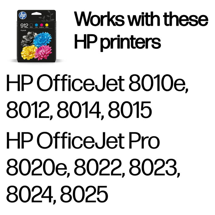HP Multipack de cartuchos de tinta 912 (6ZC74AE), Negro/Cian/Magenta/Amarillo