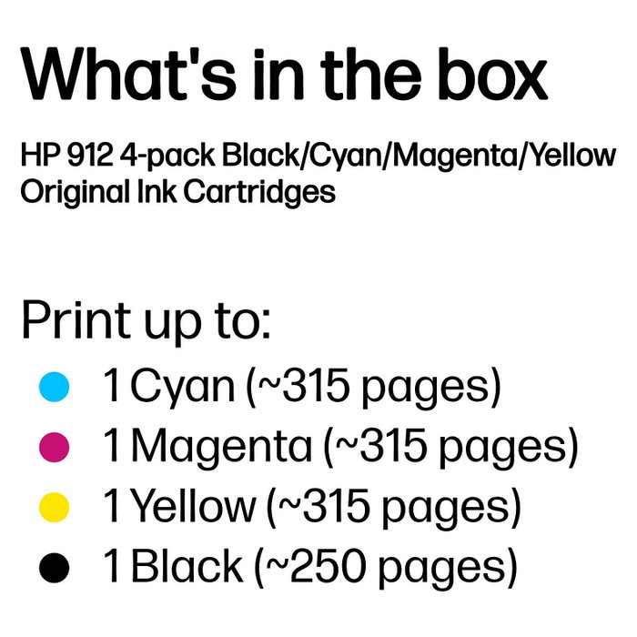 HP Multipack de cartuchos de tinta 912 (6ZC74AE), Negro/Cian/Magenta/Amarillo