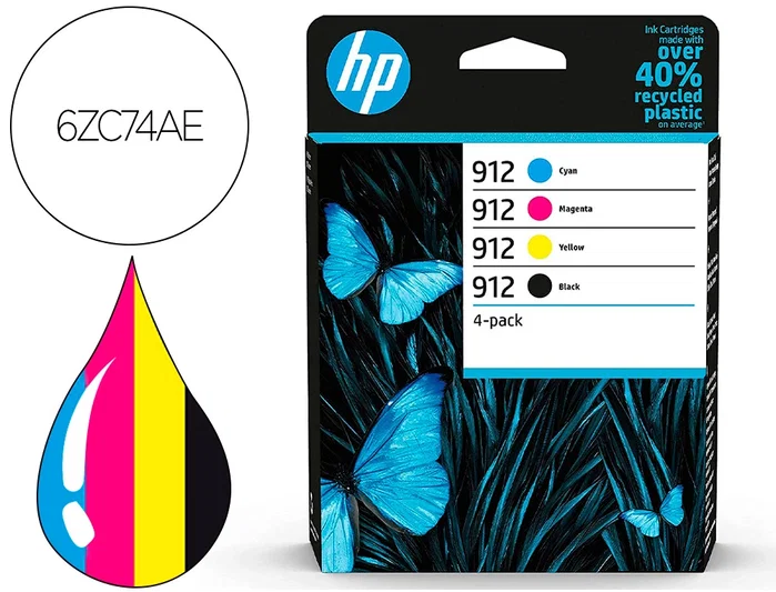 HP 912 Multipack de 4 Cartuchos de Tinta Original (Negro, Cian, Magenta, Amarillo) HP 912 Multipack de 4 Cartuchos de Tinta Original (Negro, Cian, Magenta, Amarillo)
