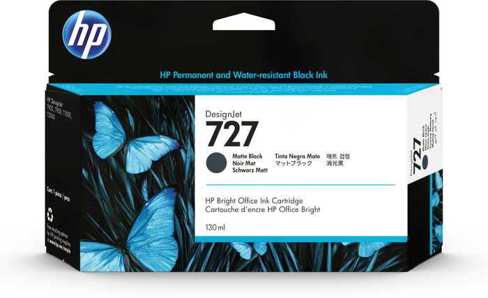 HP Cartucho de tinta 727 Negro mate 130 ml B3P22A