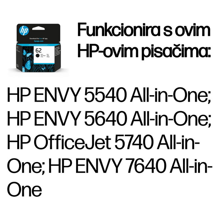 HP Cartucho de Tinta 62XL Negro