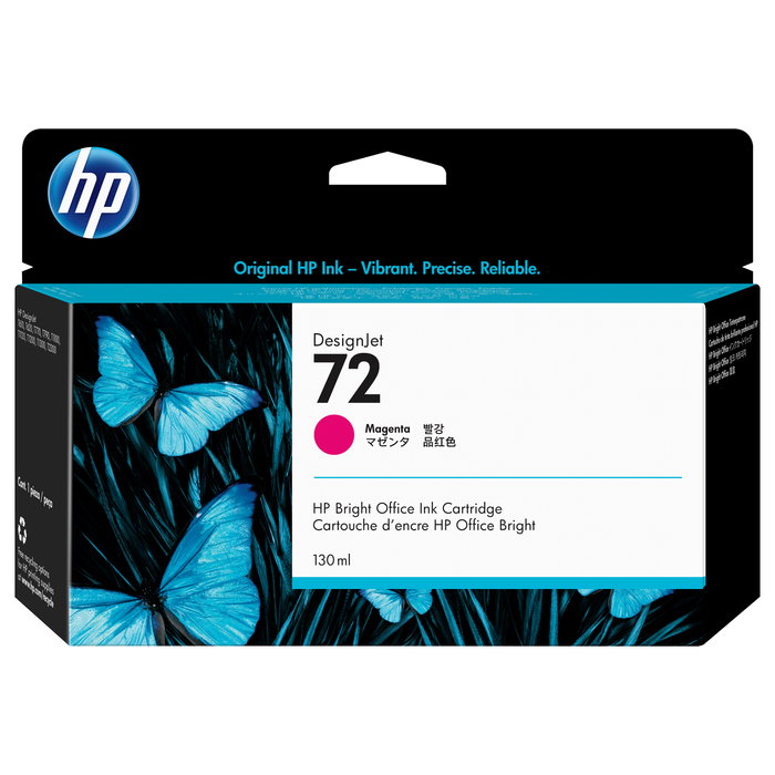 HP Cartucho de tinta 72 Magenta (C9372A) 130 ml para DesignJet HP Cartucho de tinta 72 Magenta (C9372A) 130 ml para DesignJet