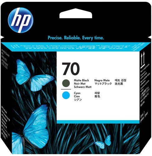 HP Cabezal de impresión 70 Negro mate y Cian C9404A