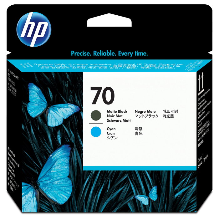 HP Cabezal de impresión 70 Negro mate y Cian C9404A