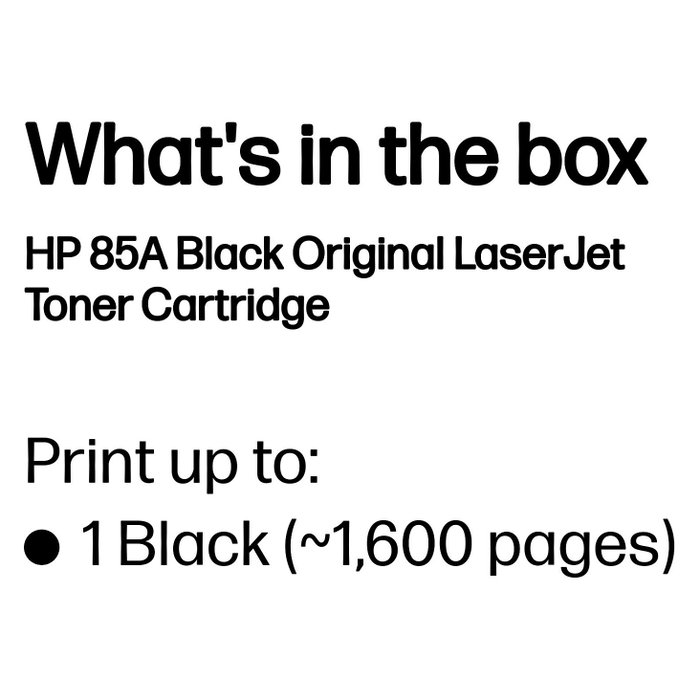 HP 85A CE285A Cartucho de Tóner Original Negro, 1600 páginas HP 85A CE285A Cartucho de Tóner Original Negro, 1600 páginas