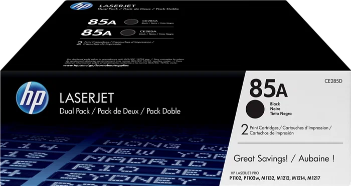 HP 85A Negro Pack de 2 Cartuchos de Tóner Original LaserJet (CE285AD) inevitable