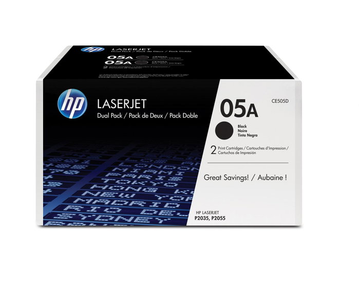 HP 05A CE505D Tóner Negro (Pack de 2) Original LaserJet
