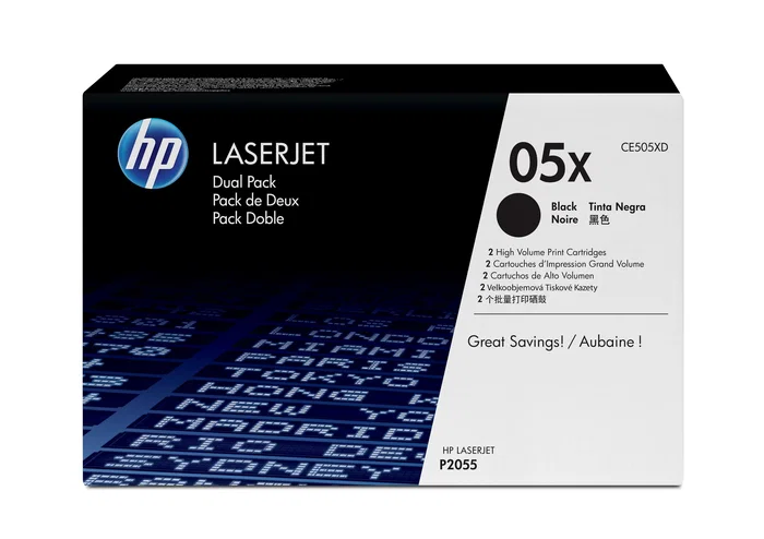 HP Paquete de 2 Cartuchos de Tóner LaserJet 05X Negro CE505XD HP Paquete de 2 Cartuchos de Tóner LaserJet 05X Negro CE505XD