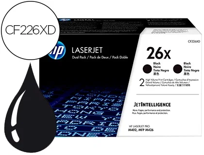 HP 26X Negro (Pack de 2) CF226XD de alta capacidad HP 26X Negro (Pack de 2) CF226XD de alta capacidad