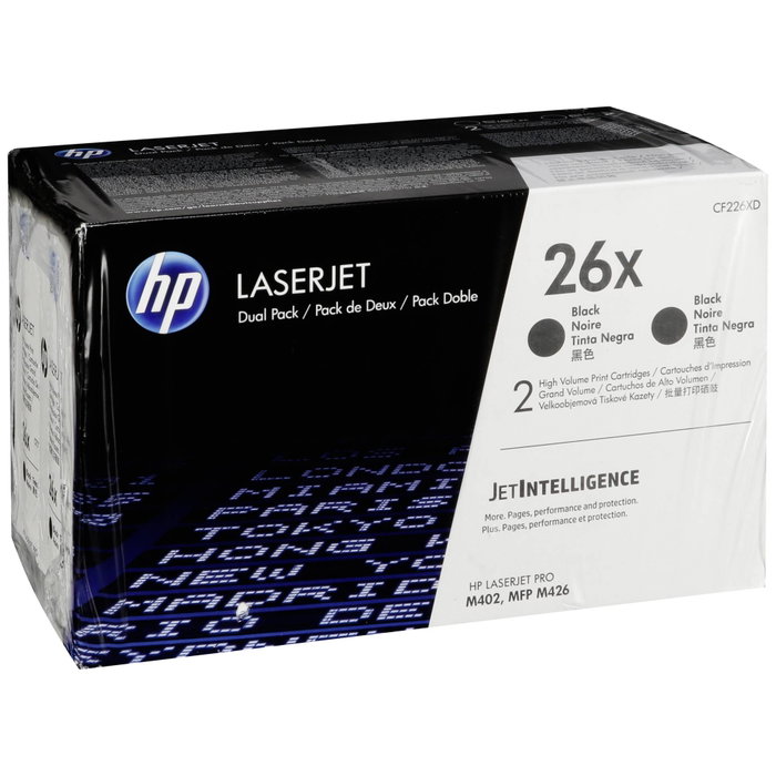 HP 26X Negro (Pack de 2) CF226XD de alta capacidad HP 26X Negro (Pack de 2) CF226XD de alta capacidad