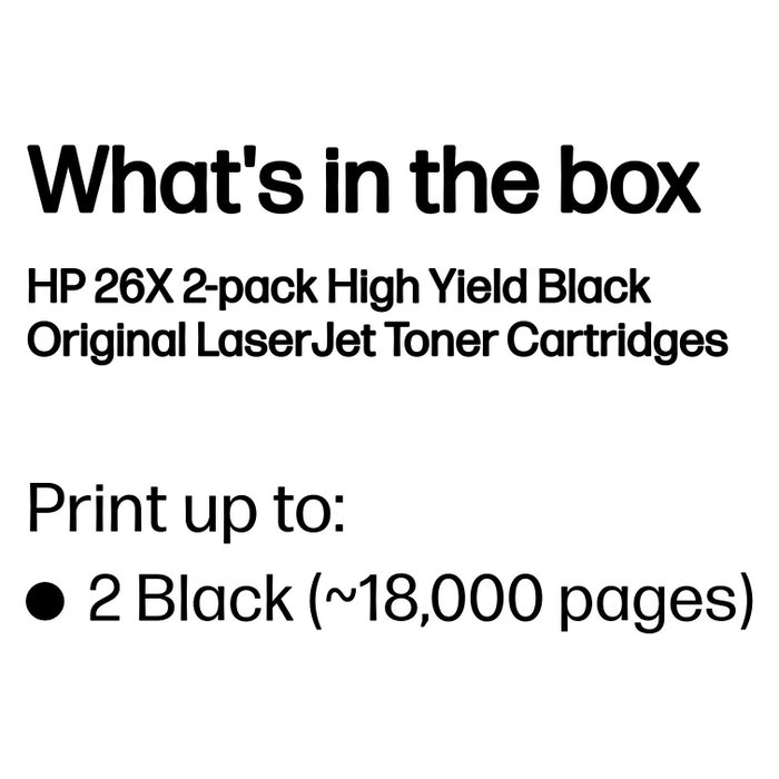 HP 26X Negro (Pack de 2) CF226XD de alta capacidad HP 26X Negro (Pack de 2) CF226XD de alta capacidad