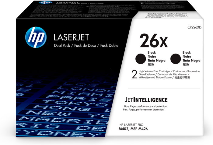 HP 26X Negro (Pack de 2) CF226XD de alta capacidad HP 26X Negro (Pack de 2) CF226XD de alta capacidad