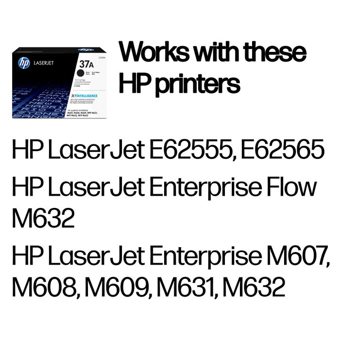 HP Cartucho de tóner original LaserJet 37A Negro (CF237A) (37A) inevitable para altos volúmenes de impresión