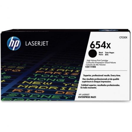 HP 654X Negro (CF330X) Cartucho de Tóner de Alta Capacidad