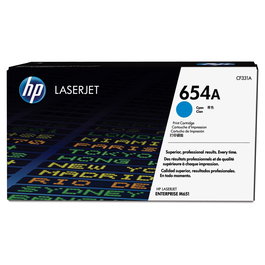 HP Tóner Original 654A Cian LaserJet - Cartucho de Tóner Cian, 15000 Páginas, 1 Unidad