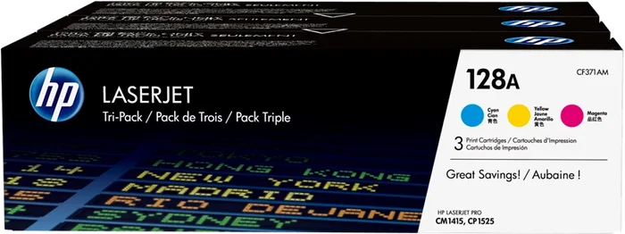 HP 128A Multipack CF371AM (Cian, Magenta, Amarillo)