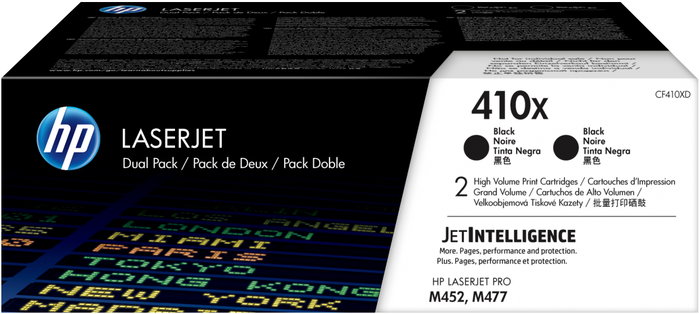 HP Paquete de 2 Cartuchos de Tóner Negro Original LaserJet 410X XL