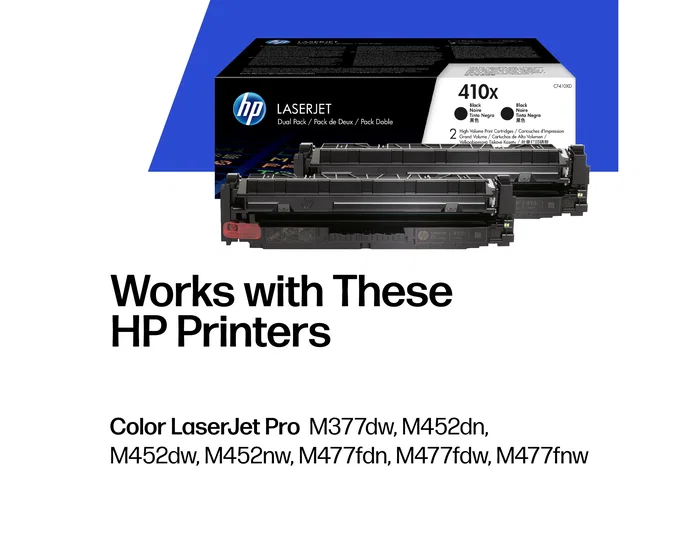 HP Paquete de 2 Cartuchos de Tóner Negro Original LaserJet 410X XL