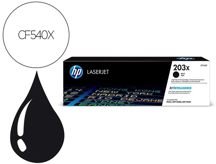 HP Cartucho de tóner Original LaserJet 203X Negro CF540X Alto Rendimiento