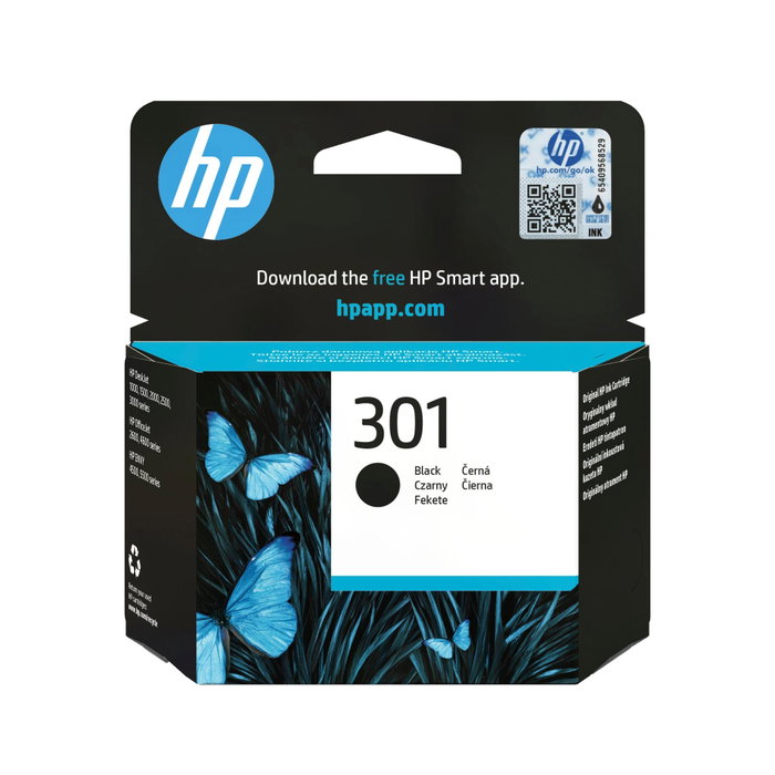 HP Cartucho de tinta 301 Negro CH561EE (Rendimiento estándar) la descripción de este producto es la siguiente: <p>Los cartuchos de tinta negra HP 301 están diseñados para ofrecer funciones intuitivas y un gran valor. Imprima documentos con texto negro de calidad láser e imágenes nítidas que resisten la decoloración durante décadas. Obtenga una calidad de imagen mejorada utilizando papeles con el símbolo ColorLok.</p><ul><li>Tipo de cartucho: Rendimiento estándar</li><li>Color: Negro / Foto negro</li><li>Capacidad de tinta: 3 ml</li><li>Rendimiento de página: Hasta 170 páginas</li><li>Tecnología de impresión: Inyección de tinta</li><li>Compatibilidad: HP DeskJet, ENVY y OfficeJet series</li><li>Contenido del paquete: 1 cartucho original HP</li></ul><p>Confíe en el rendimiento y la impresión homogénea de los cartuchos de tinta HP originales. Todos los cartuchos originales HP son completamente nuevos para garantizar una impresión perfecta. Además, el programa HP Planet Partners le facilita el reciclado de sus cartuchos de impresión.</p>