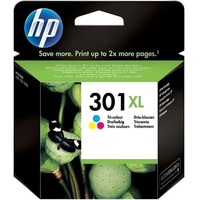 HP Cartucho de tinta 301XL Tricolor de alto rendimiento