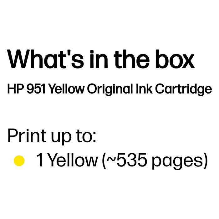 HP Cartucho de tinta Original 951 Tinta a base de pigmentos Amarillo, 1 pieza, Rendimiento 535 páginas