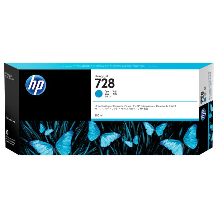 HP 728 Cartucho de Tinta Cian 300 ml (F9K17A) HP 728 Cartucho de Tinta Cian 300 ml (F9K17A)