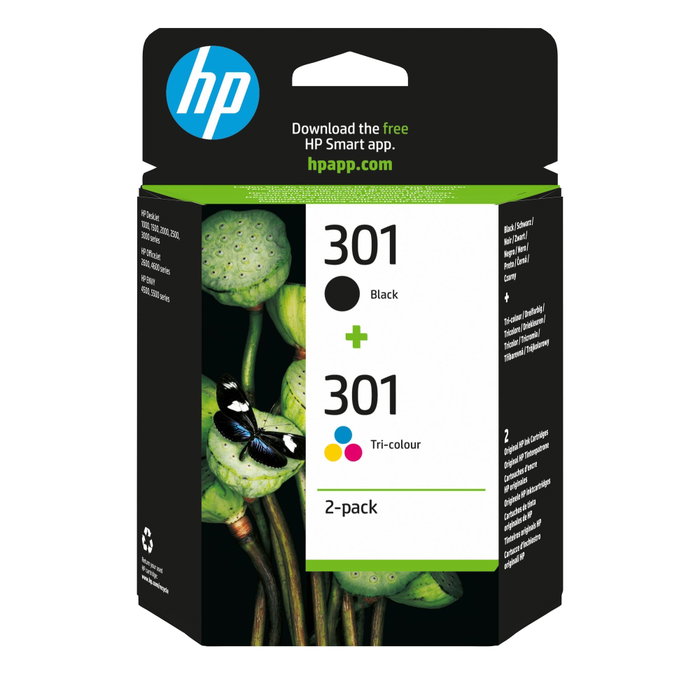 HP 301 Multipack de Cartuchos de Tinta Original (Negro y Tricolor) N9J72AE
