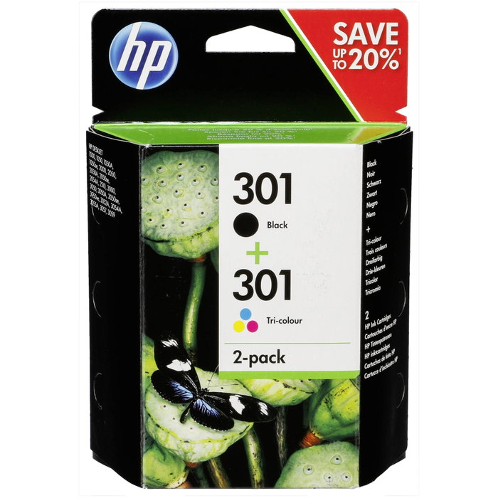 HP 301 Multipack de Cartuchos de Tinta Originales, Negro y Tricolor, N9J72AE HP 301 Multipack de Cartuchos de Tinta Originales, Negro y Tricolor, N9J72AE