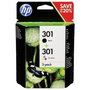 HP 301 Multipack de Cartuchos de Tinta Originales, Negro y Tricolor, N9J72AE