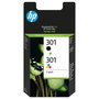 HP 301 Multipack de Cartuchos de Tinta Original (Negro y Tricolor) N9J72AE