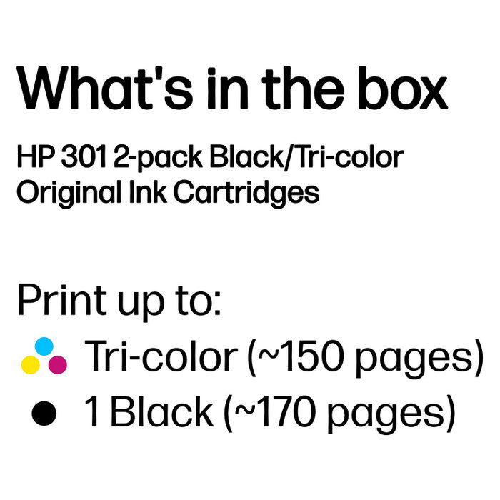 HP 301 Multipack de Cartuchos de Tinta Originales, Negro y Tricolor, N9J72AE HP 301 Multipack de Cartuchos de Tinta Originales, Negro y Tricolor, N9J72AE