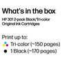 HP 301 Multipack de Cartuchos de Tinta Originales, Negro y Tricolor, N9J72AE