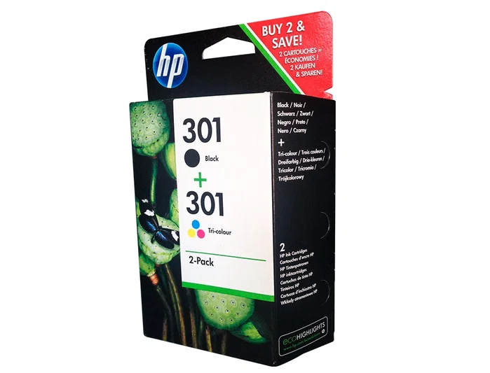HP 301 Multipack de Cartuchos de Tinta Originales, Negro y Tricolor, N9J72AE HP 301 Multipack de Cartuchos de Tinta Originales, Negro y Tricolor, N9J72AE
