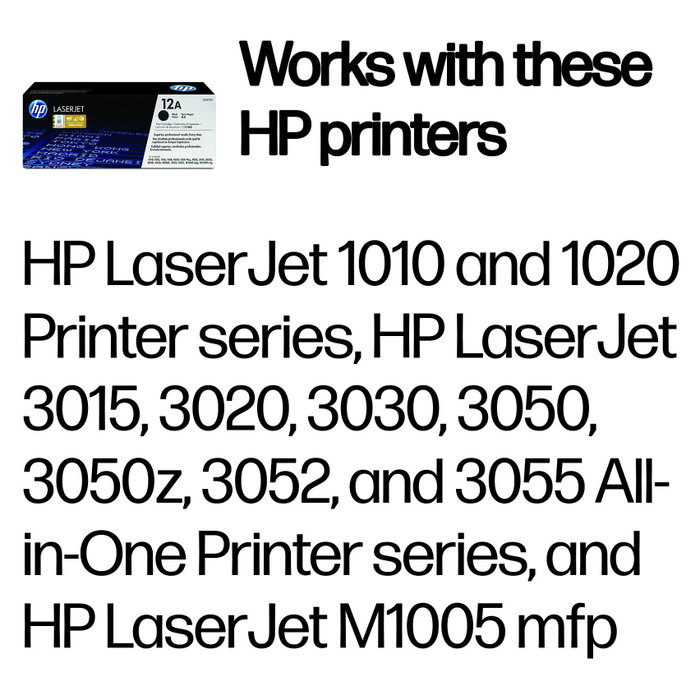HP 12A Negro (Q2612A) Original LaserJet Toner Cartridge de 2.000 Páginas